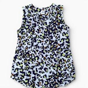 CAbi Navy, Olive & White Sleeveless Printed Blouse